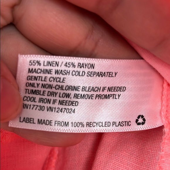 Neon Coral Linen Button-Front A-Line Skirt with Pickers by Universal Thread - Picture 3 of 6